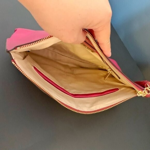 Sam Edelman Chevron Walker Suede Leather Boho Tribal Indie Clutch Bag - Picture 8 of 11